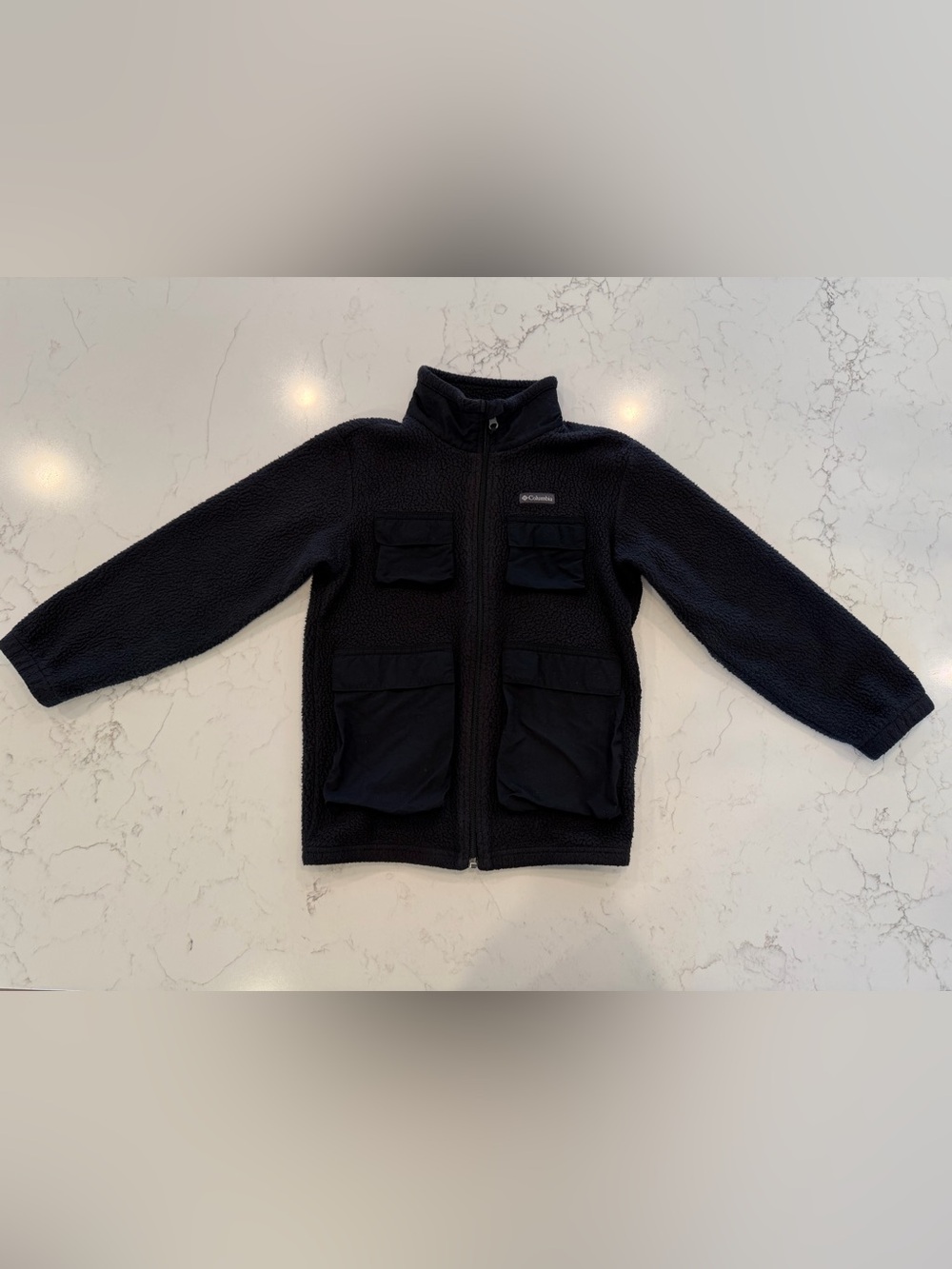 Columbia Kids Black Full-Zip Sherpa Jacket with Front Pockets